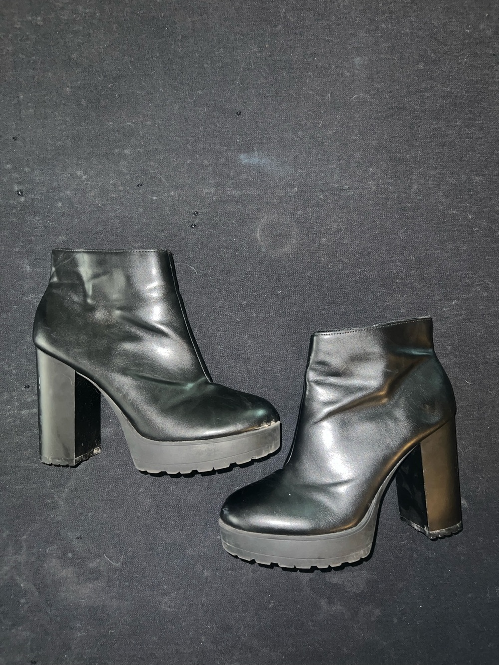Divided Black Chunky Platform Ankle Boots